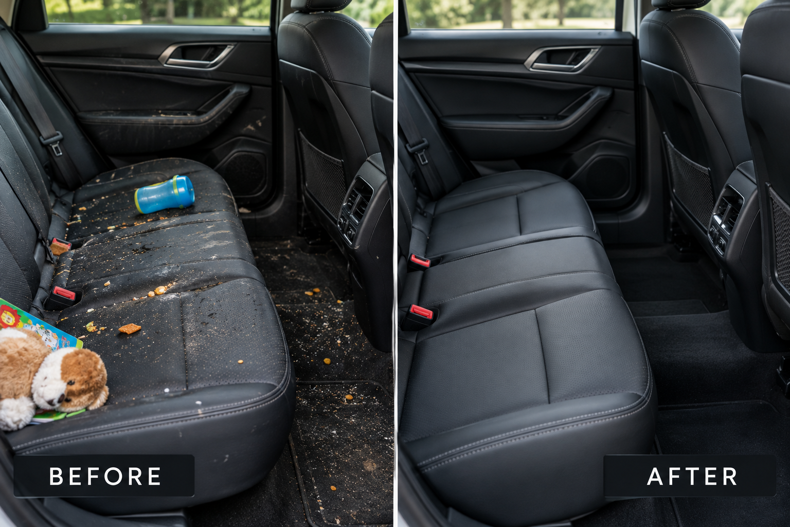 car detailing before and after kids mess